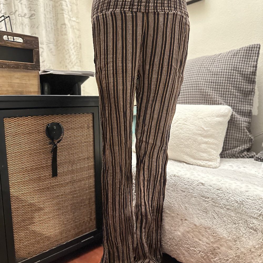 Billabong Black and Brown Striped Wide Leg Pants